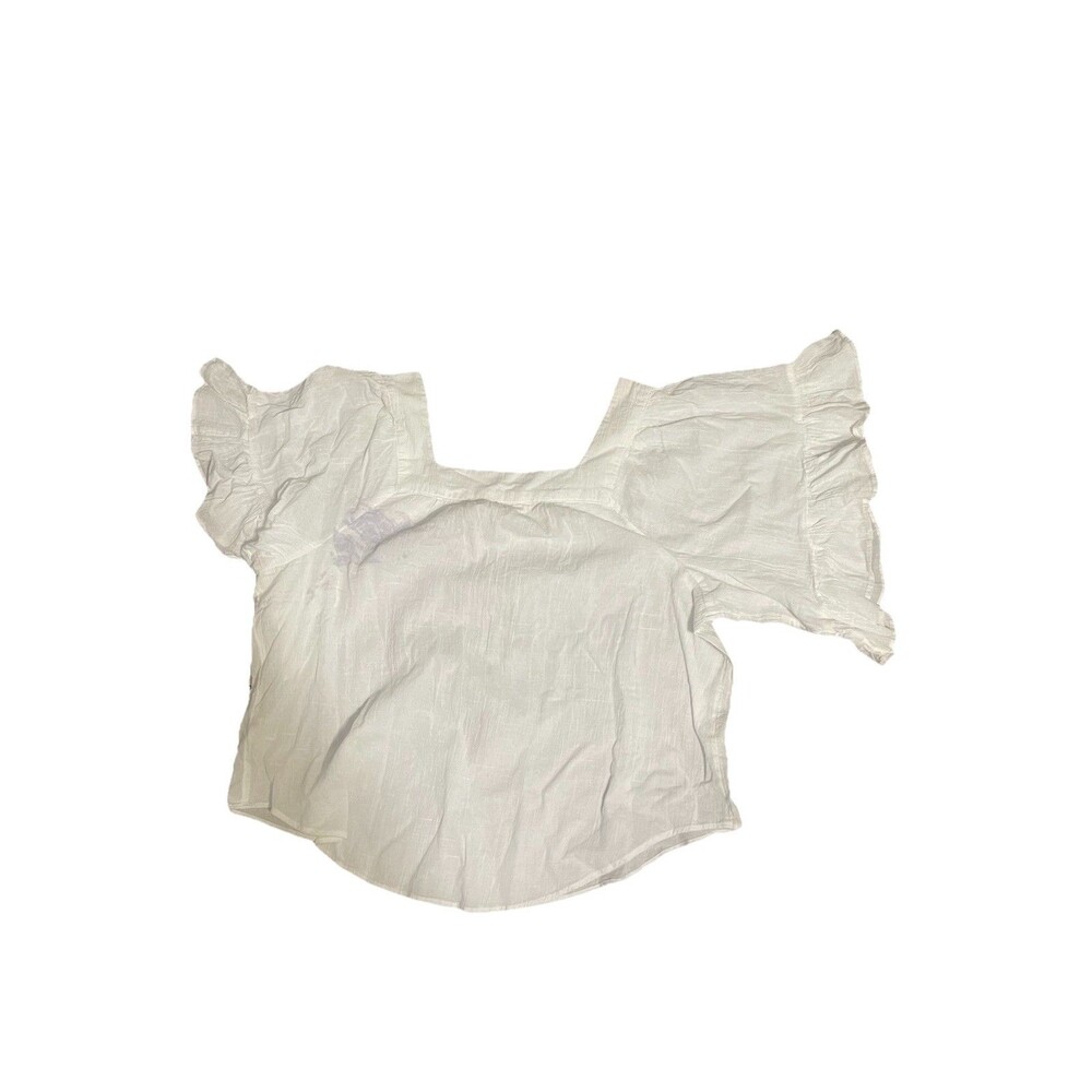 White Frill Crop Top Blouse